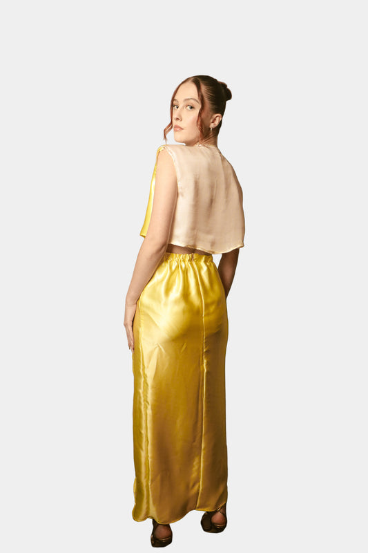 Yellow/White Silk Blazer