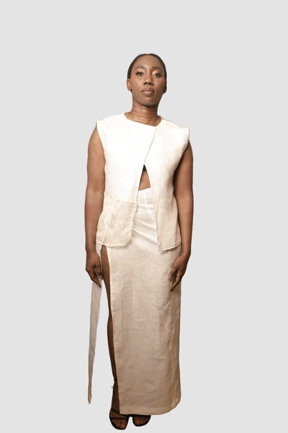 White Linen Warp Skirt