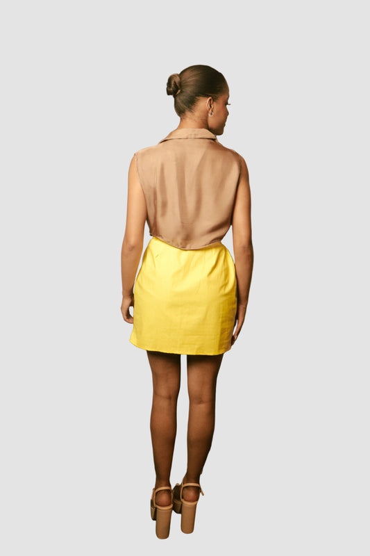 Yellow Cotton Mini Skirt