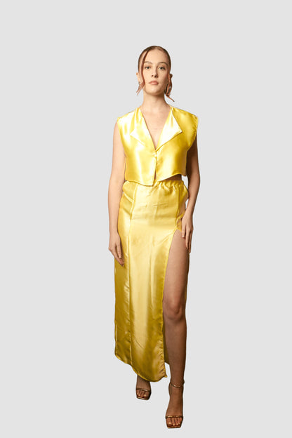 Yellow/White Silk Skirt