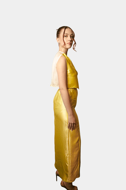 Yellow/White Silk Skirt