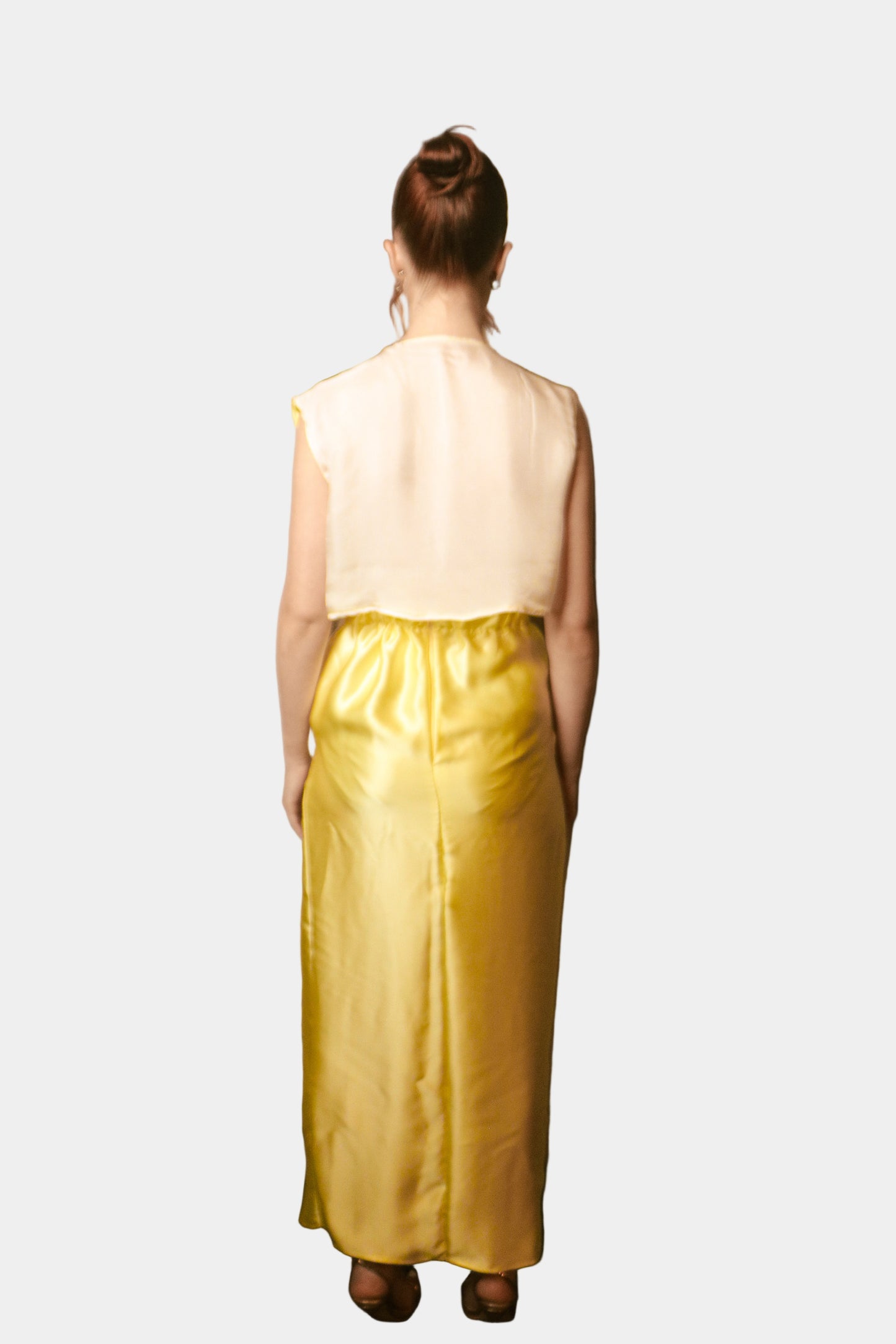 Yellow/White Silk Skirt