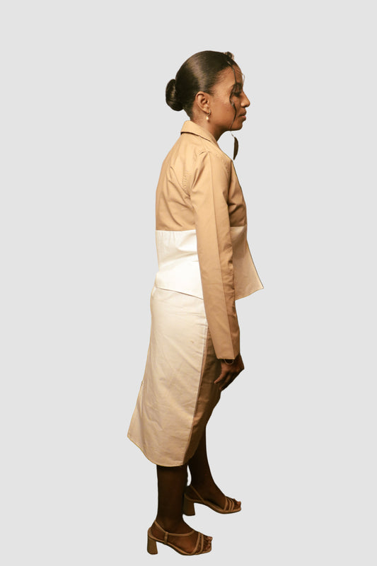 Mocha Mouse White Cotton Blazer