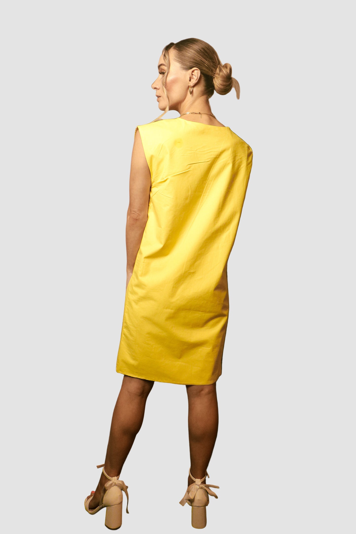 Printed Yellow Midi Cotton Dress
